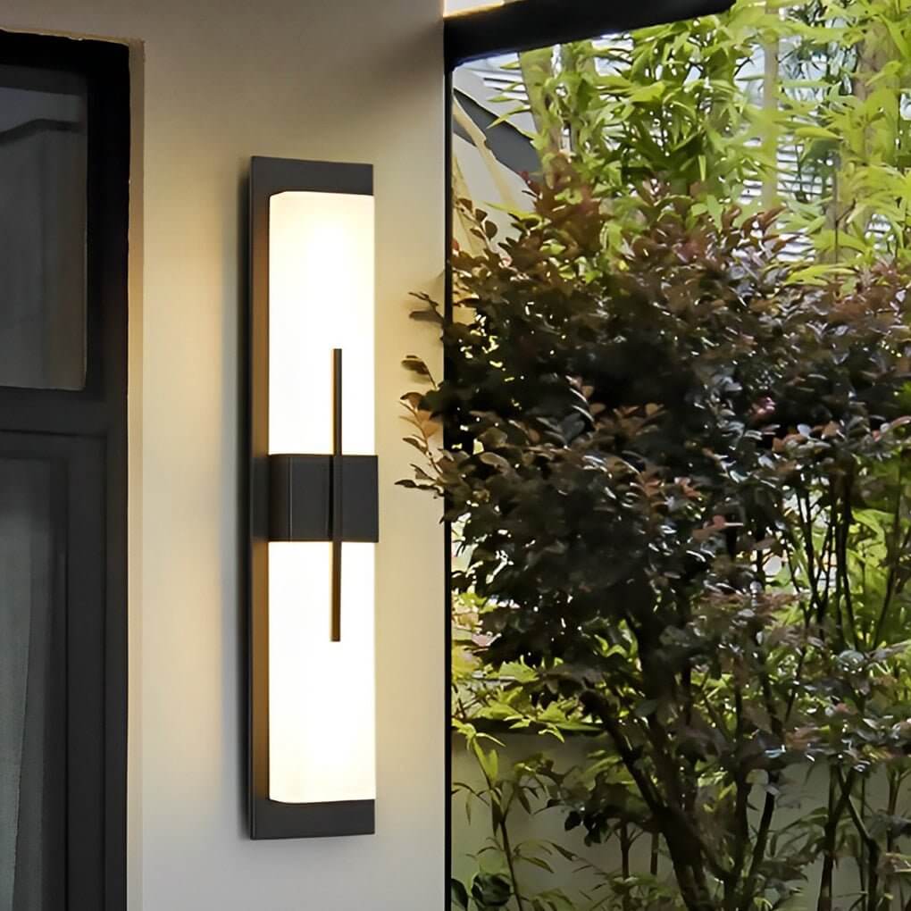 Modern Rectangular LED Outdoor Wall Lamp in Black