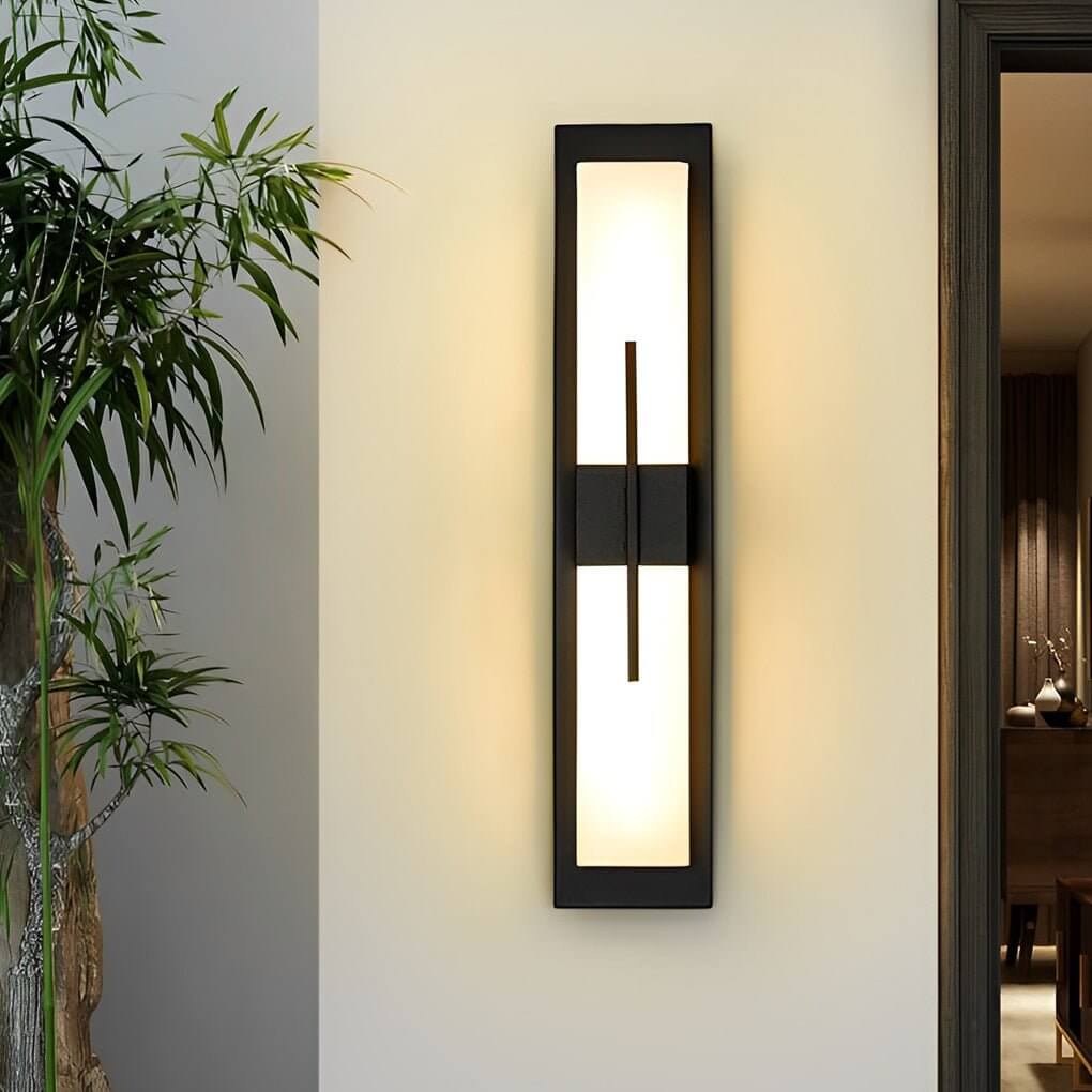 Modern Rectangular LED Outdoor Wall Lamp in Black