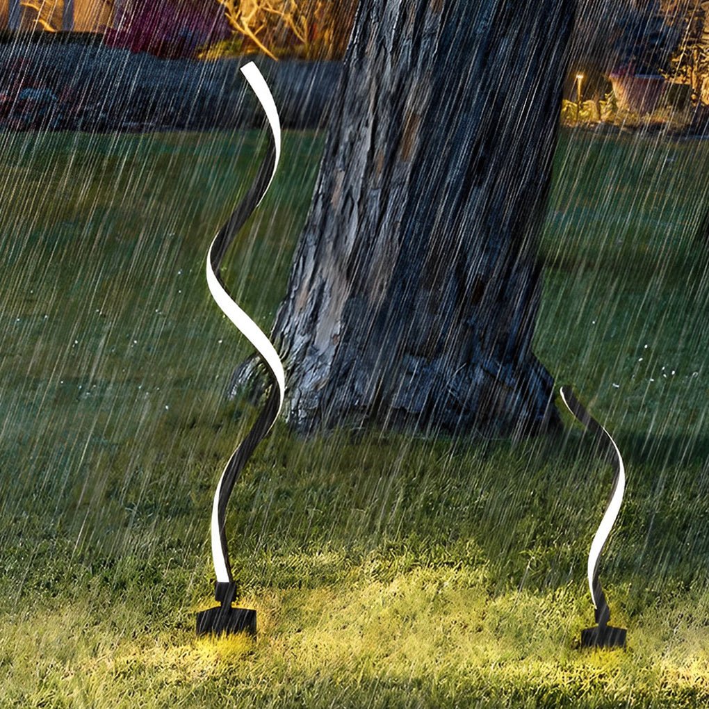 Twisted Seaweed Design LED Solar Lawn Light - Modern Aluminum