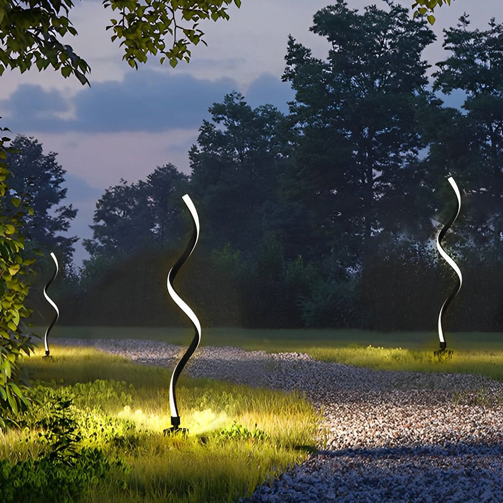 Twisted Seaweed Design LED Solar Lawn Light - Modern Aluminum