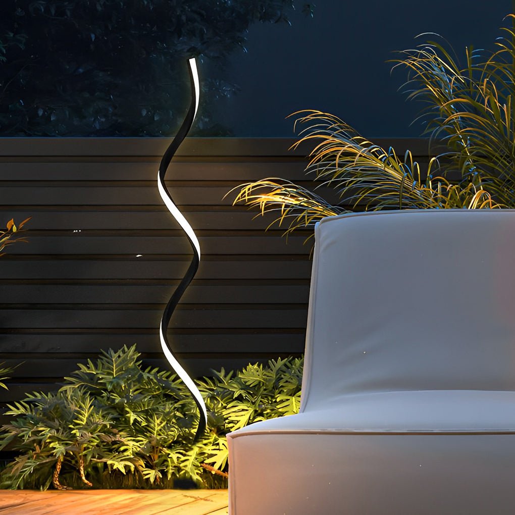Twisted Seaweed Design LED Solar Lawn Light - Modern Aluminum