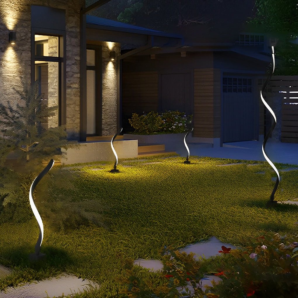 Twisted Seaweed Design LED Solar Lawn Light - Modern Aluminum
