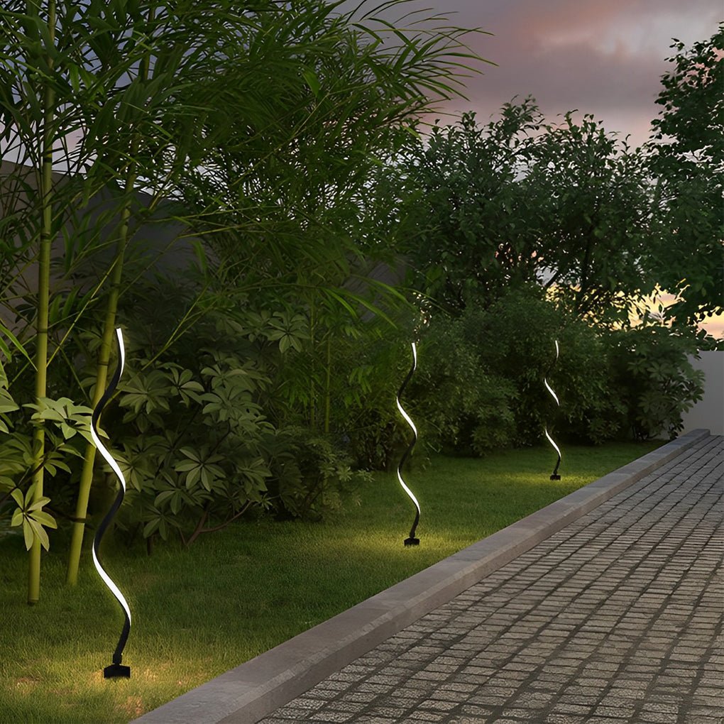 Twisted Seaweed Design LED Solar Lawn Light - Modern Aluminum