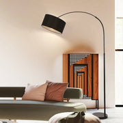 Adjustable Arc Floor Lamp with Marble Base and Fabric Shade