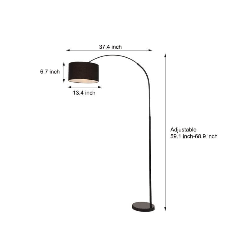 Adjustable Arc Floor Lamp with Marble Base and Fabric Shade