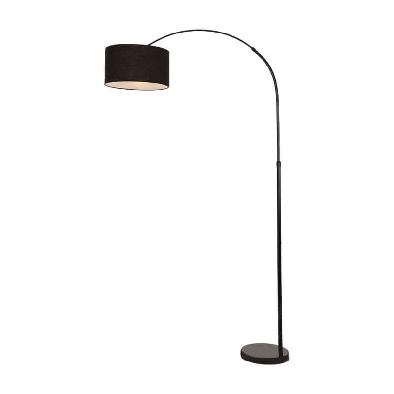 Adjustable Arc Floor Lamp with Marble Base and Fabric Shade