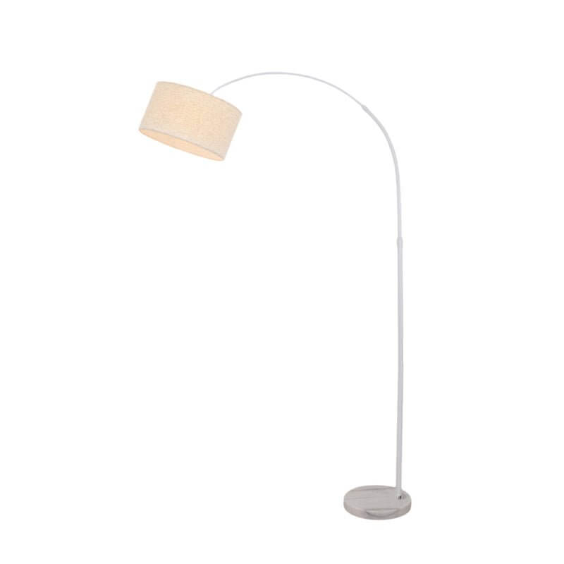 Adjustable Arc Floor Lamp with Marble Base and Fabric Shade
