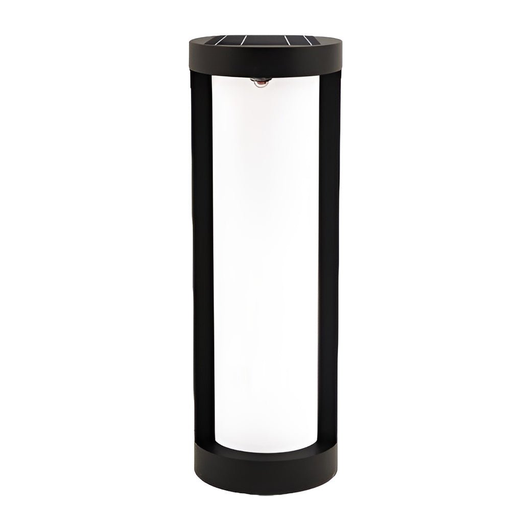Black Cylindrical LED Pathway Bollard Light Solar & Hardwired