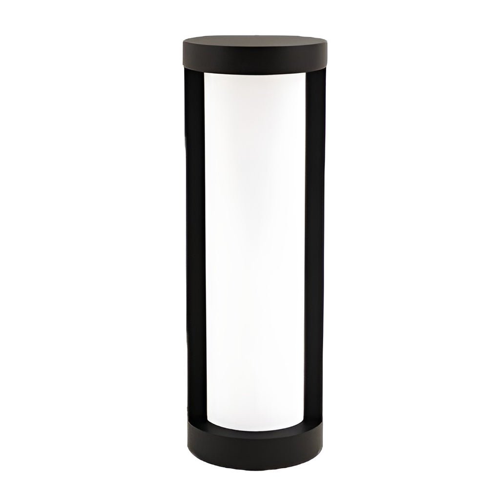 Black Cylindrical LED Pathway Bollard Light Solar & Hardwired