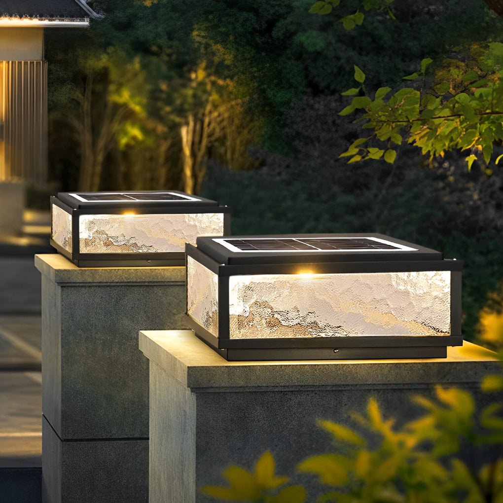 Modern Solar LED Outdoor Post Light Aluminum Fence Pillar Lamp