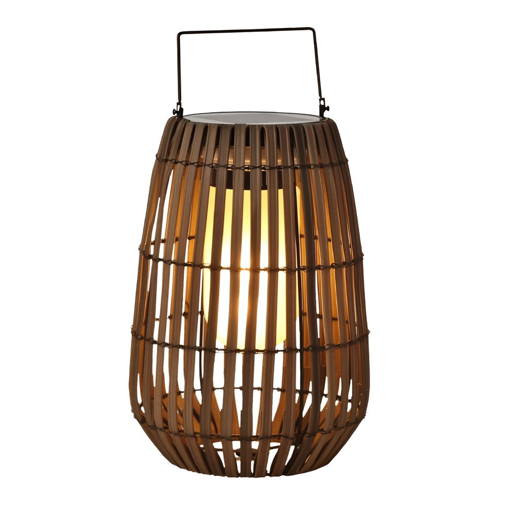 Rattan Lantern Solar LED Outdoor Light with Portable Handle