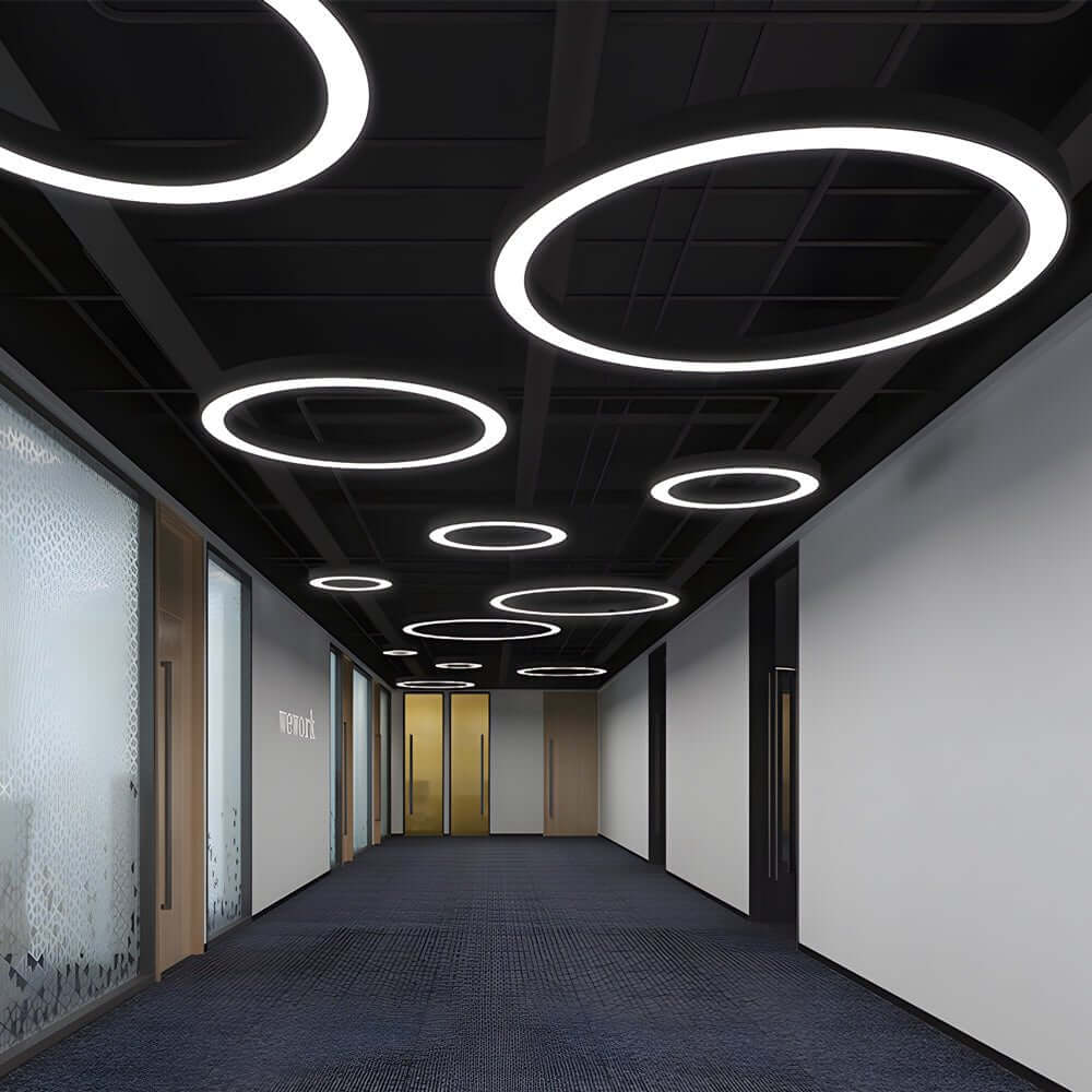 Modern Ring LED Pendant Light - Office & Gym Suspended Fixture