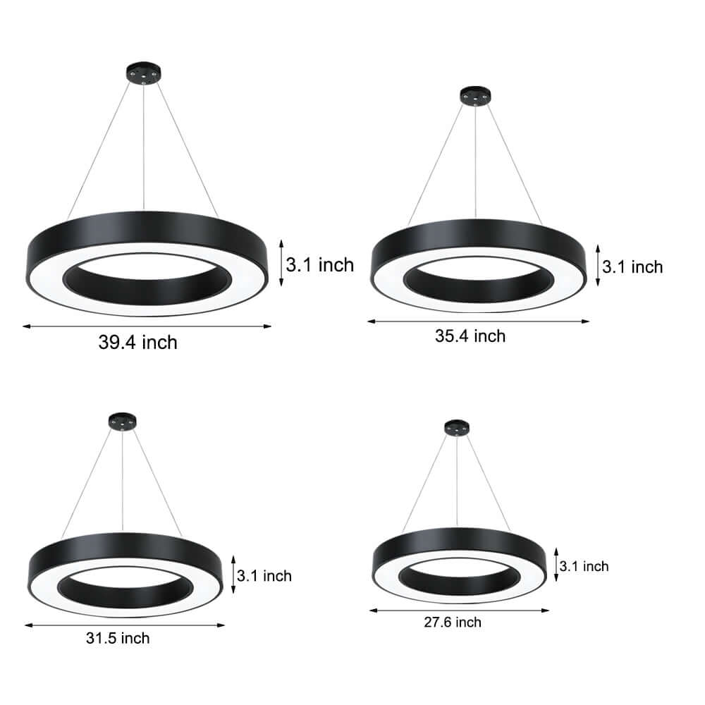 Modern Ring LED Pendant Light - Office & Gym Suspended Fixture
