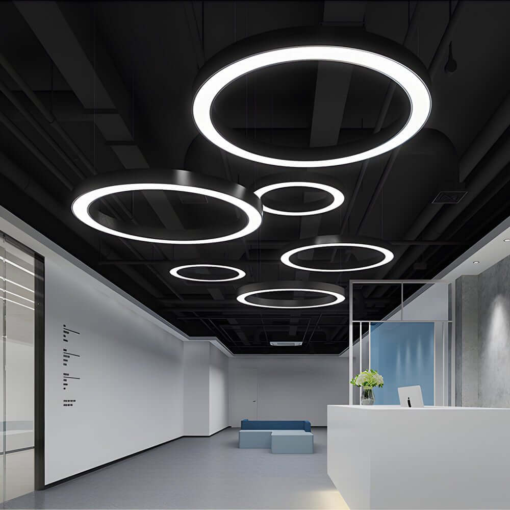Modern Ring LED Pendant Light - Office & Gym Suspended Fixture