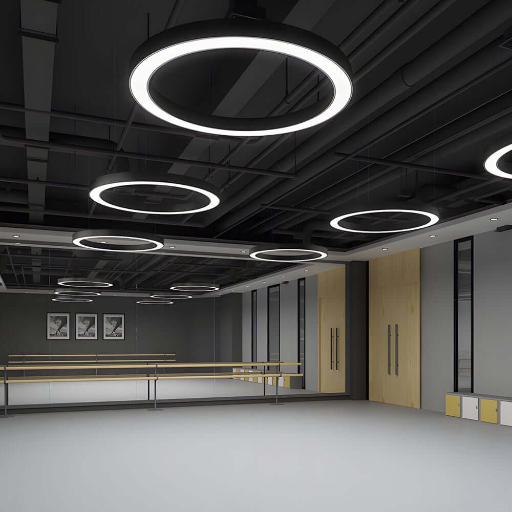 Modern Ring LED Pendant Light - Office & Gym Suspended Fixture