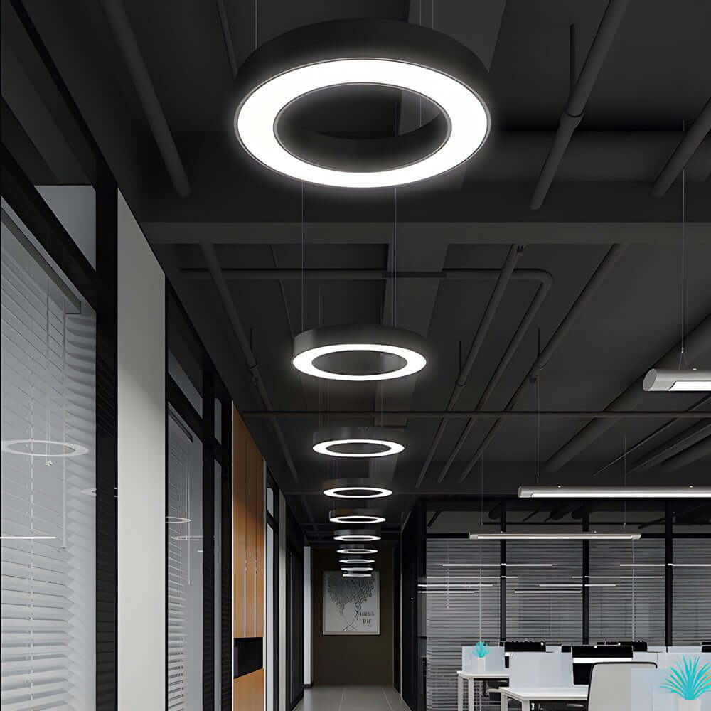 Modern Ring LED Pendant Light - Office & Gym Suspended Fixture