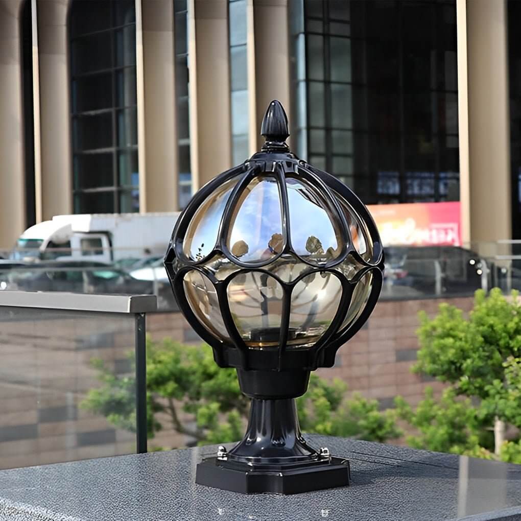 Vintage Outdoor Post Light with Clear Glass Globe