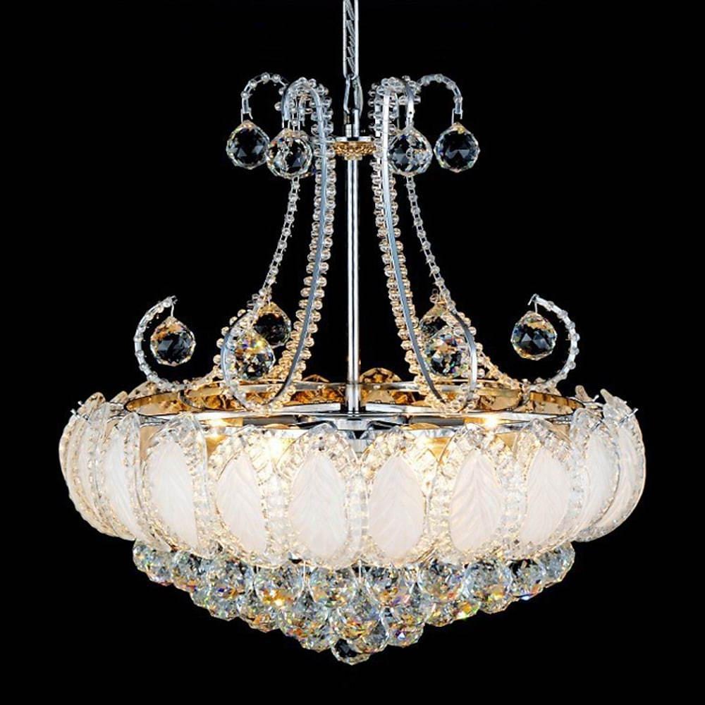 8-Light Crystal Chandelier - Modern Vintage Gold Silver Metal Frame