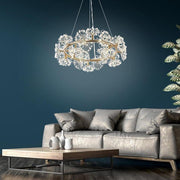 Crystal Flower Chandelier Modern Electroplated Metal Ceiling Light
