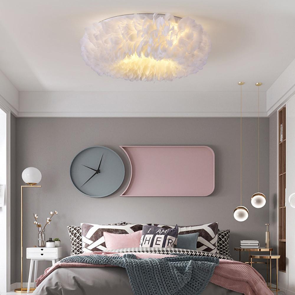 Nordic Feather Flush Mount Ceiling Light - Round LED Chandelier