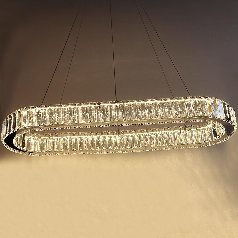 Oval Crystal Chandelier with Chrome & Gold Finish LED Pendant