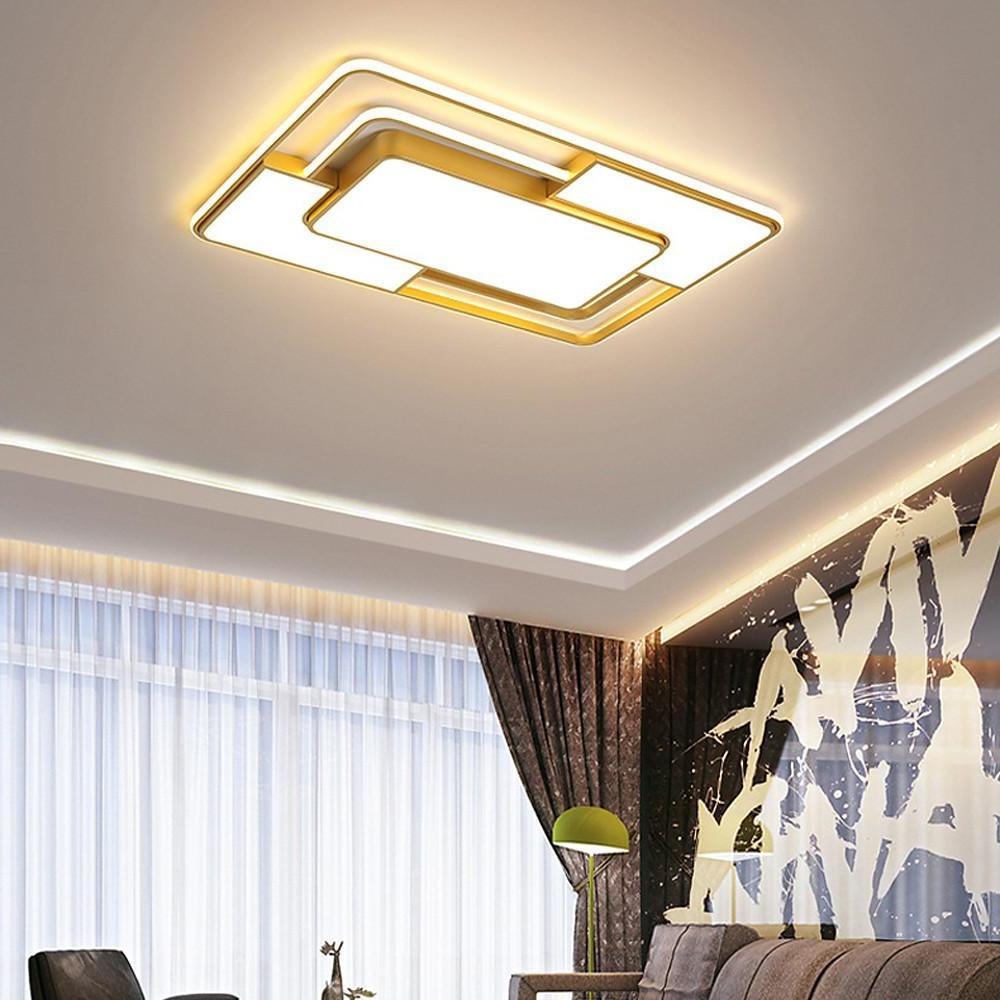 Modern Geometric LED Flush Mount Ceiling Light - Metal & Acrylic