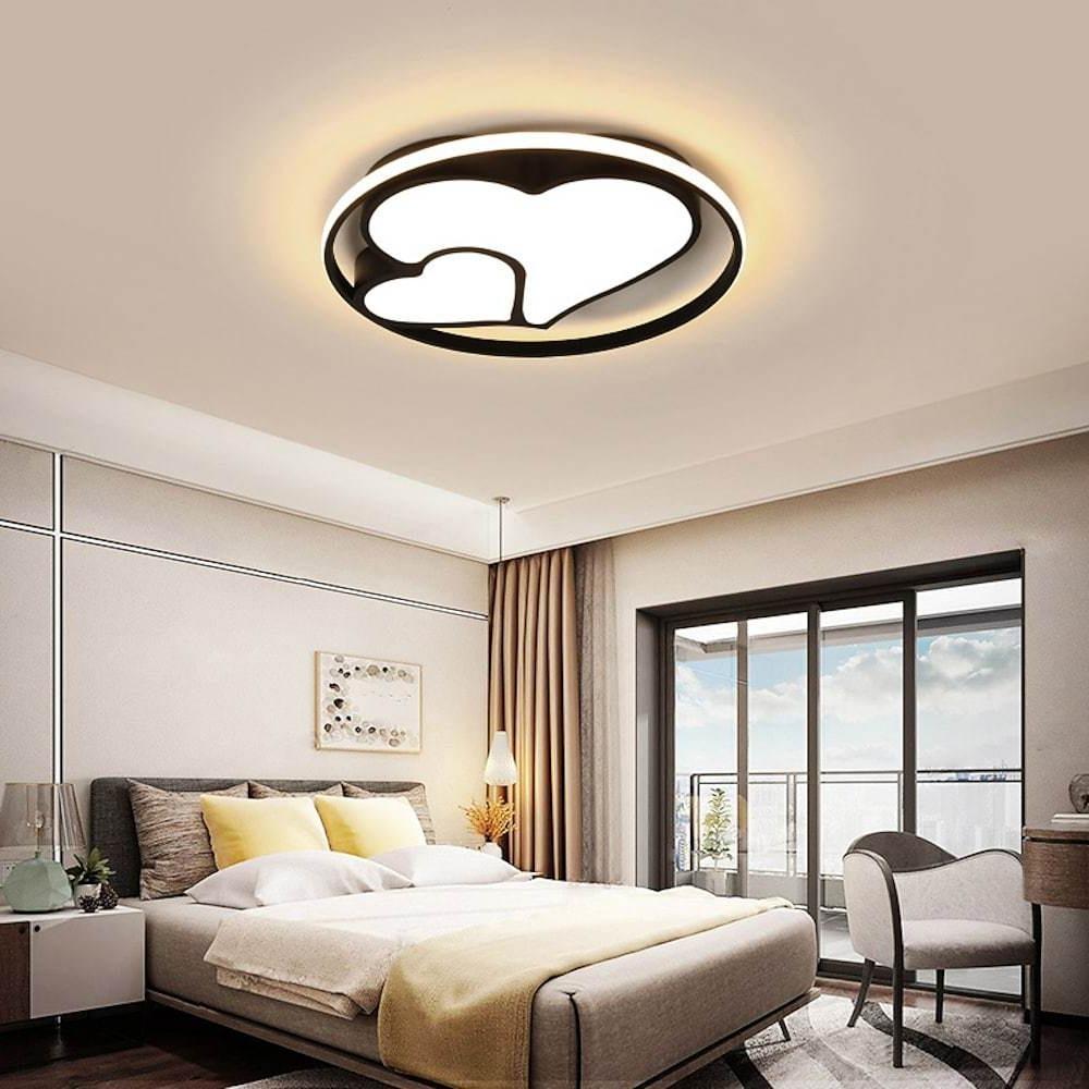 Double Heart LED Flush Mount Ceiling Light with Dimmable Remote