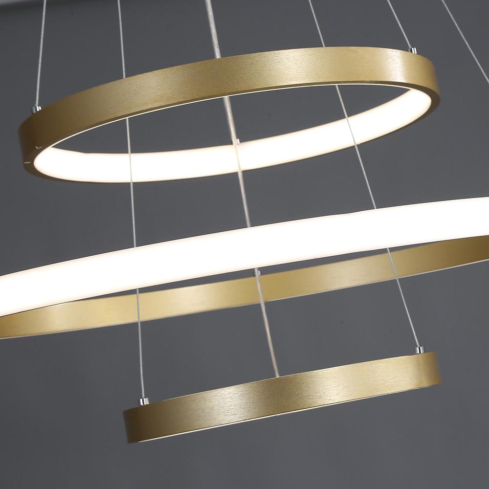 Adjustable Ring LED Chandelier - Dimmable Gold Contemporary Design