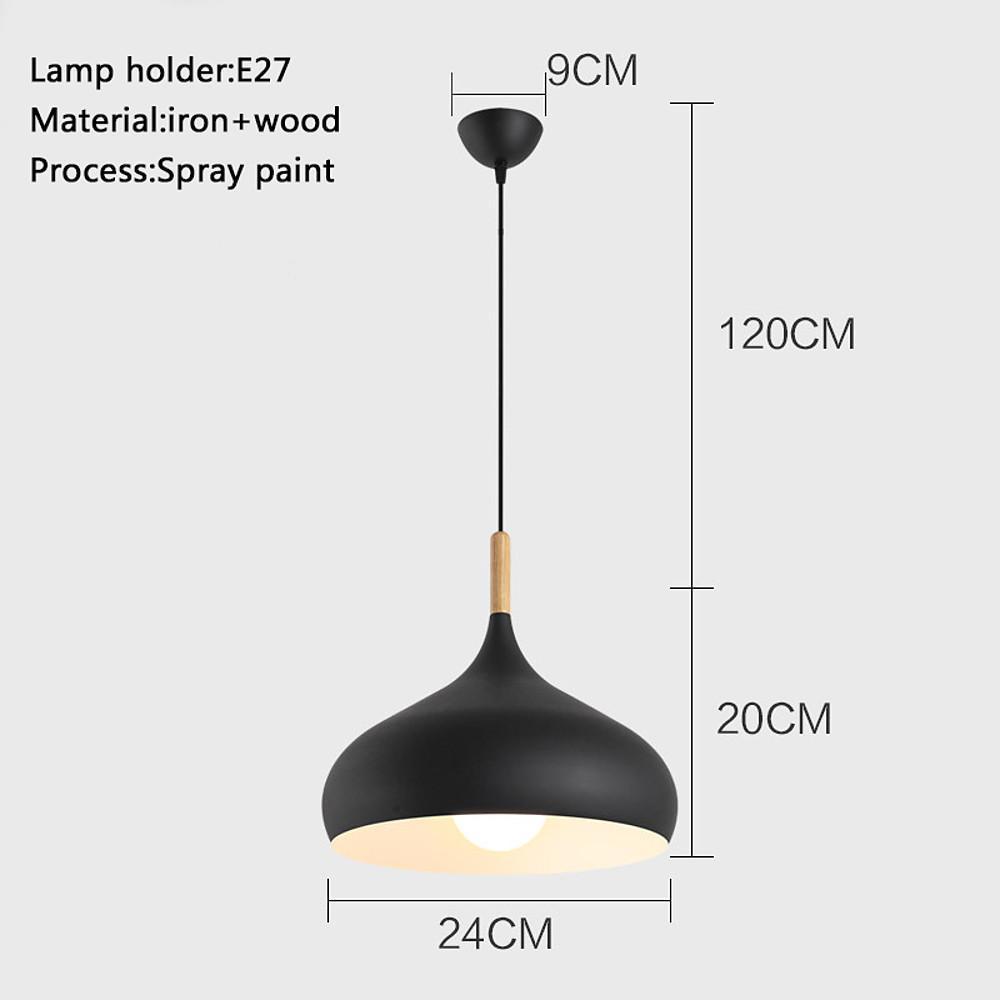 Retro Cone Pendant Light Metal Wood Kitchen Island Lighting