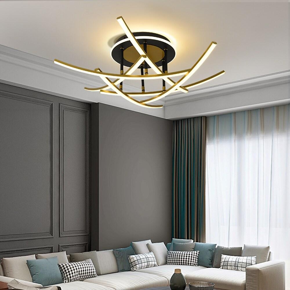 Curved Linear Dimmable LED Semi-Flush Mount Ceiling Light