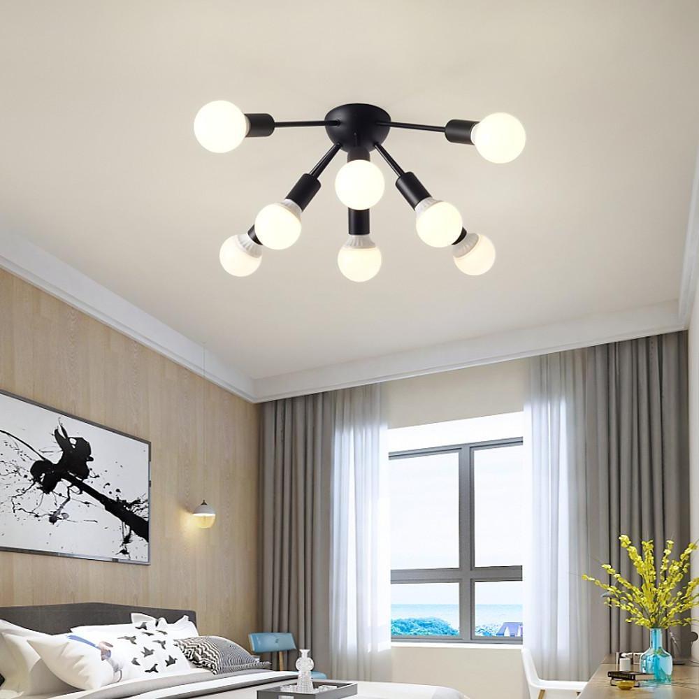 8-Light Gold Flush Mount Ceiling Light Modern Metal Cluster Design