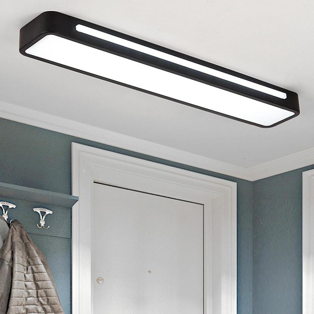 Modern Rectangular LED Flush Mount Ceiling Light - Metal & Acrylic