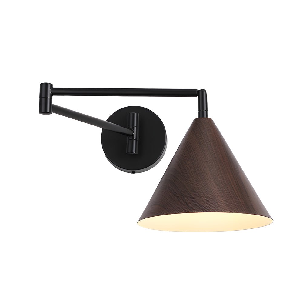 Cone Swing Arm Wall Sconce - Adjustable Wood Grain Iron Light