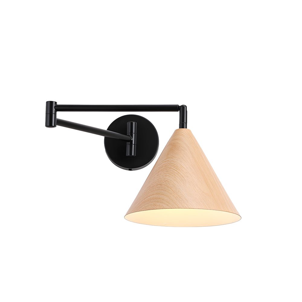 Cone Swing Arm Wall Sconce - Adjustable Wood Grain Iron Light