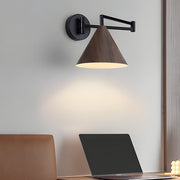 Cone Swing Arm Wall Sconce - Adjustable Wood Grain Iron Light