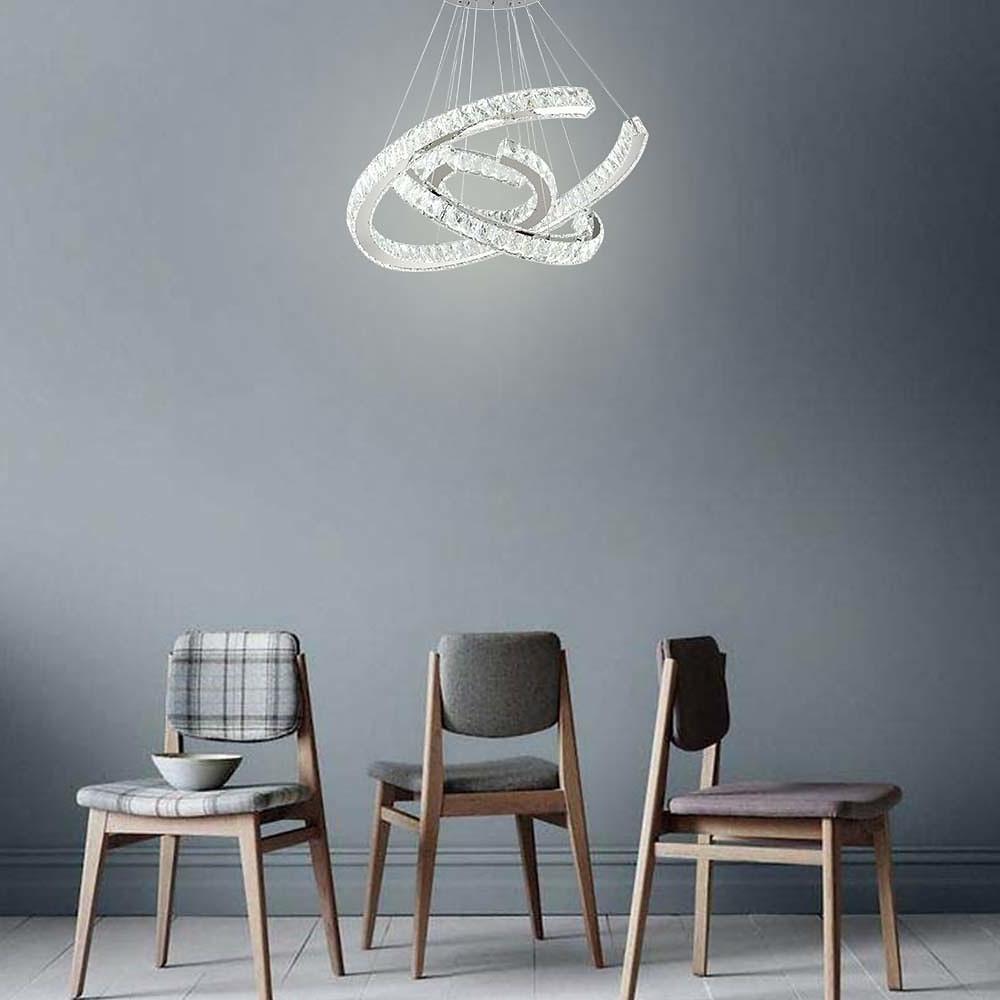 Wave Crystal Chandelier with Stainless Steel Finish - 3-Light LED