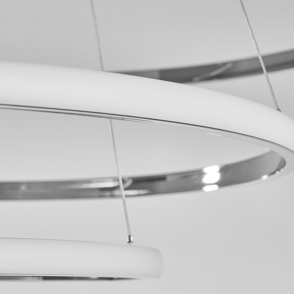 Modern Tiered Ring Chandelier - 3/4 Light Chrome LED Pendant