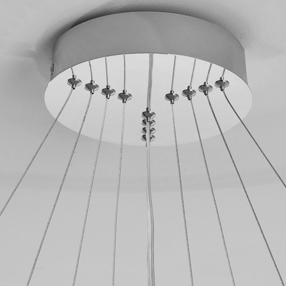 Modern Tiered Ring Chandelier - 3/4 Light Chrome LED Pendant