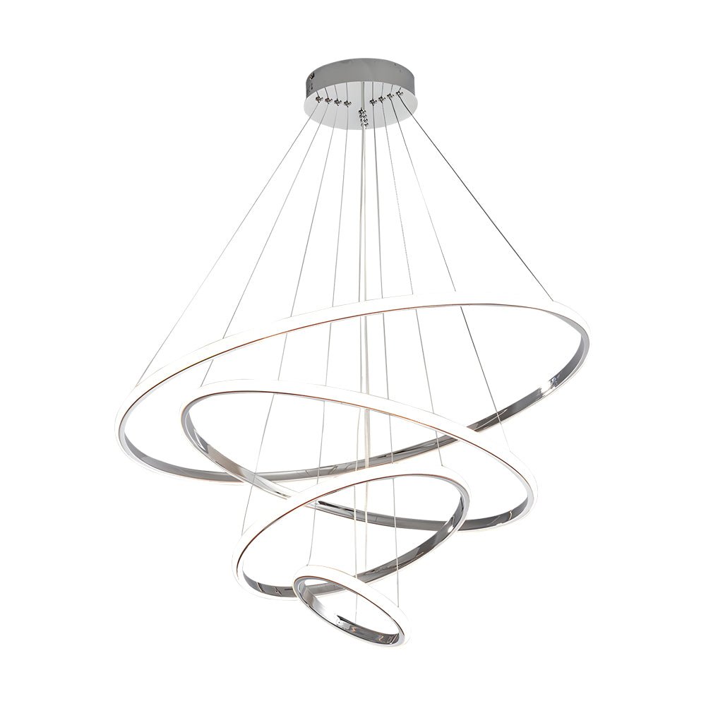 Modern Tiered Ring Chandelier - 3/4 Light Chrome LED Pendant