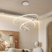 Modern Tiered Ring Chandelier - 3/4 Light Chrome LED Pendant