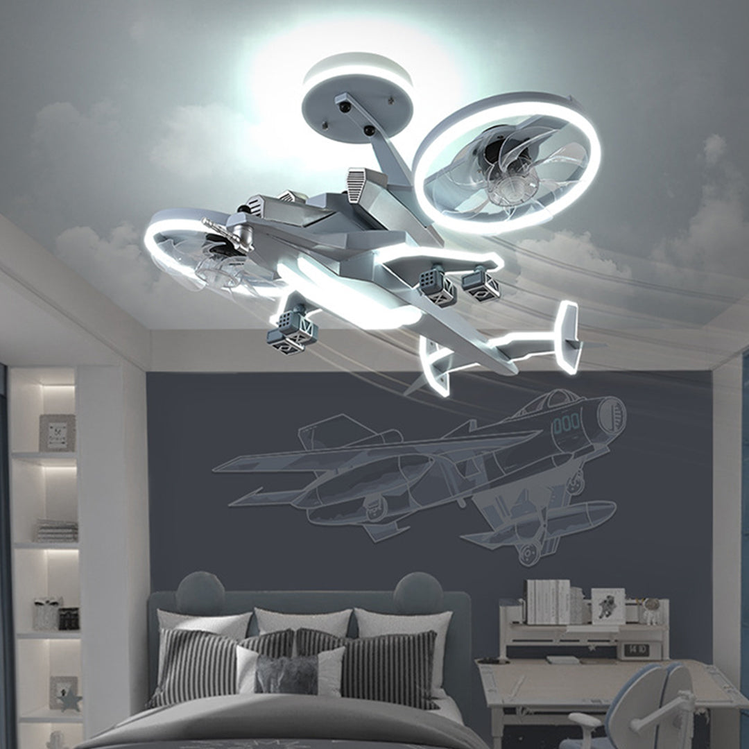 Fighter Jet Ceiling Fan Light with Inbuilt LED for Kids Room