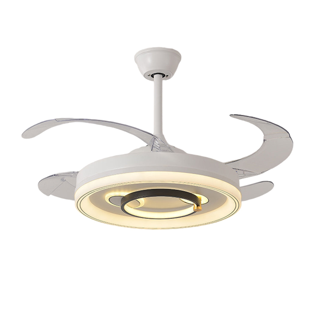 Modern White Ceiling Fan Light with Retractable Blades