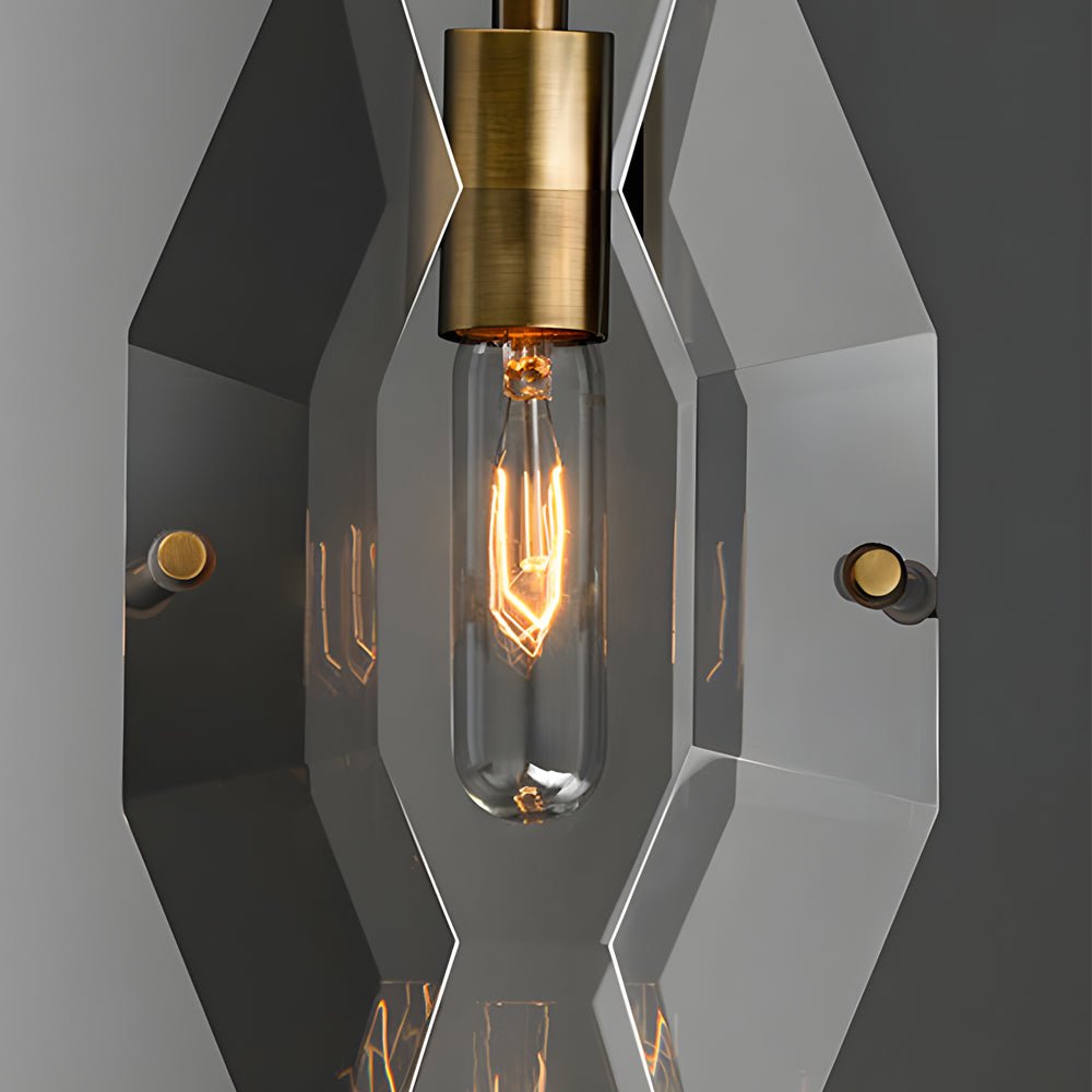 Smoke Gray Crystal Pendant Light with Copper Accents