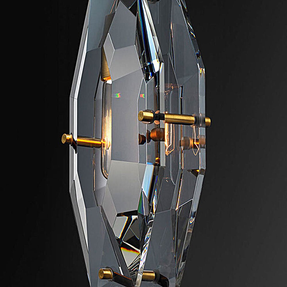 Smoke Gray Crystal Pendant Light with Copper Accents
