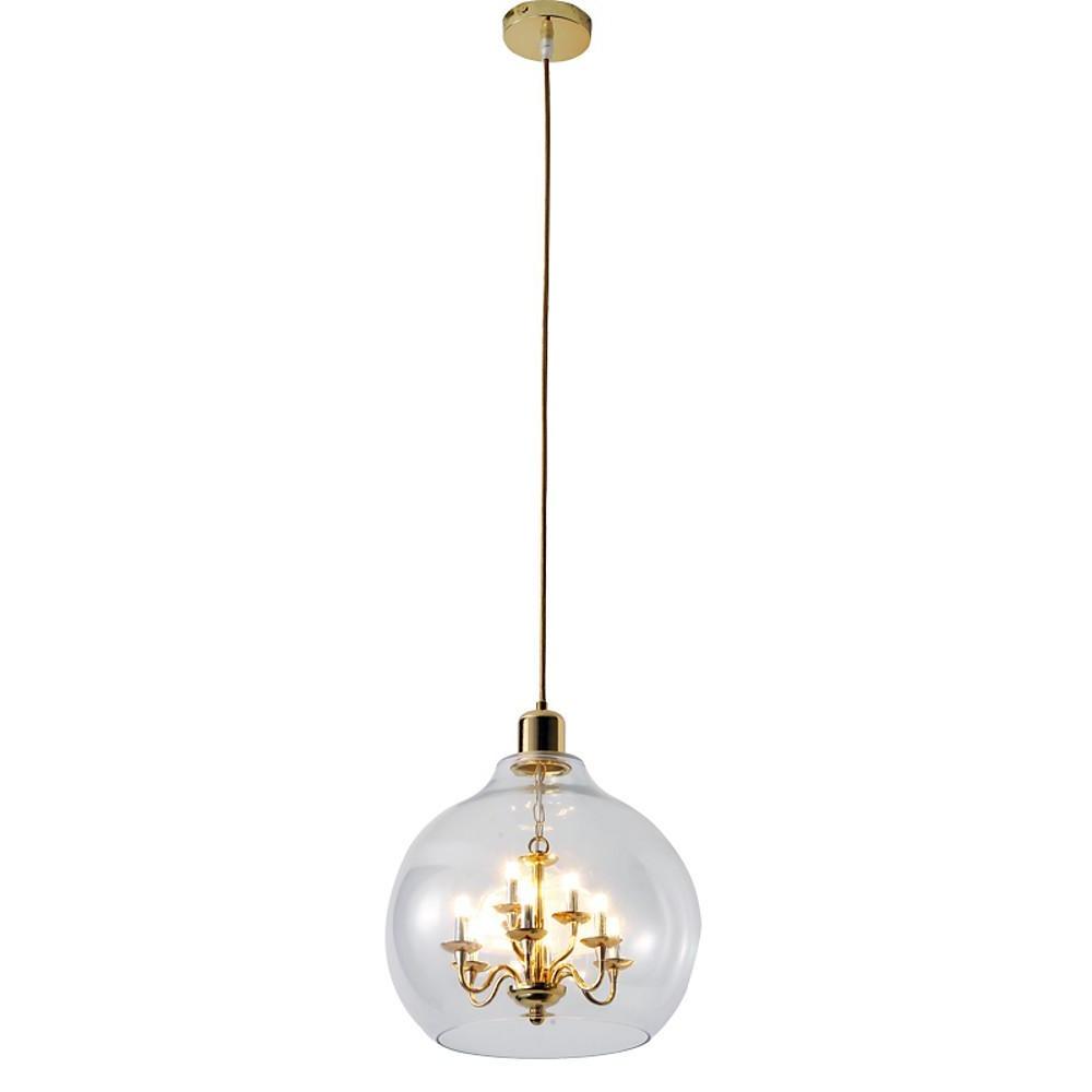 Glass Globe Pendant Light with 9 LED Bulbs - Industrial Style