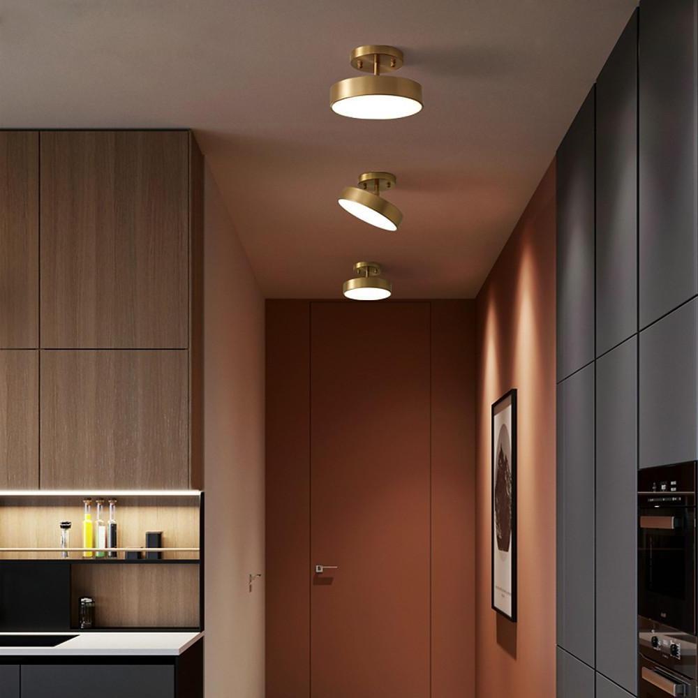 Adjustable Nordic Flush Mount Ceiling Light with Electroplated Copper