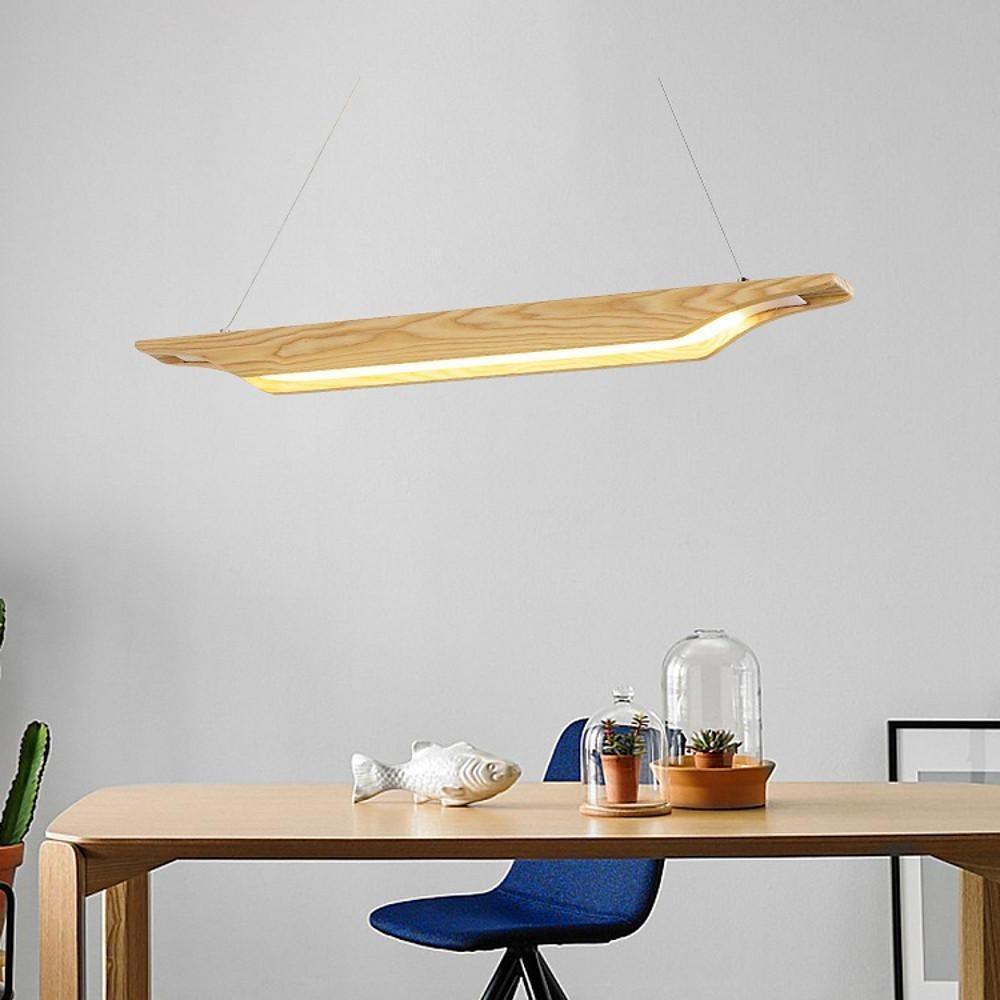 Modern Rustic Wood LED Pendant Light with Adjustable Cord
