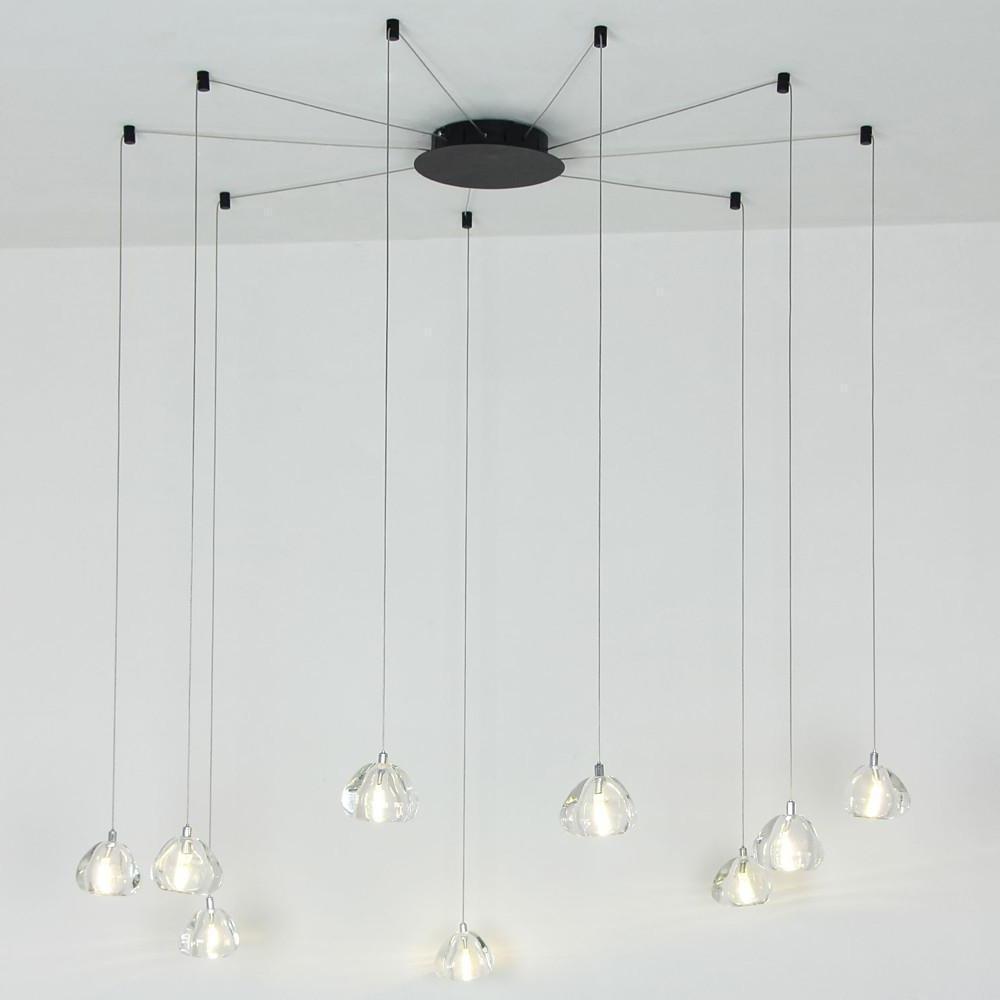 Contemporary Raindrop Crystal Chandelier with Metal Frame – 9-Light
