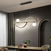 Modern Double Globe Glass Pendant Light - Dimmable LED (Black/Gold)