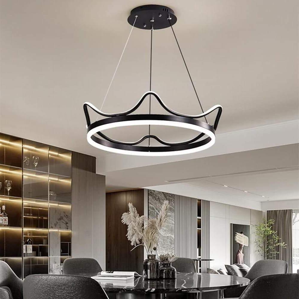 Dimmable LED Ring Chandelier Crown Design Aluminum & Acrylic